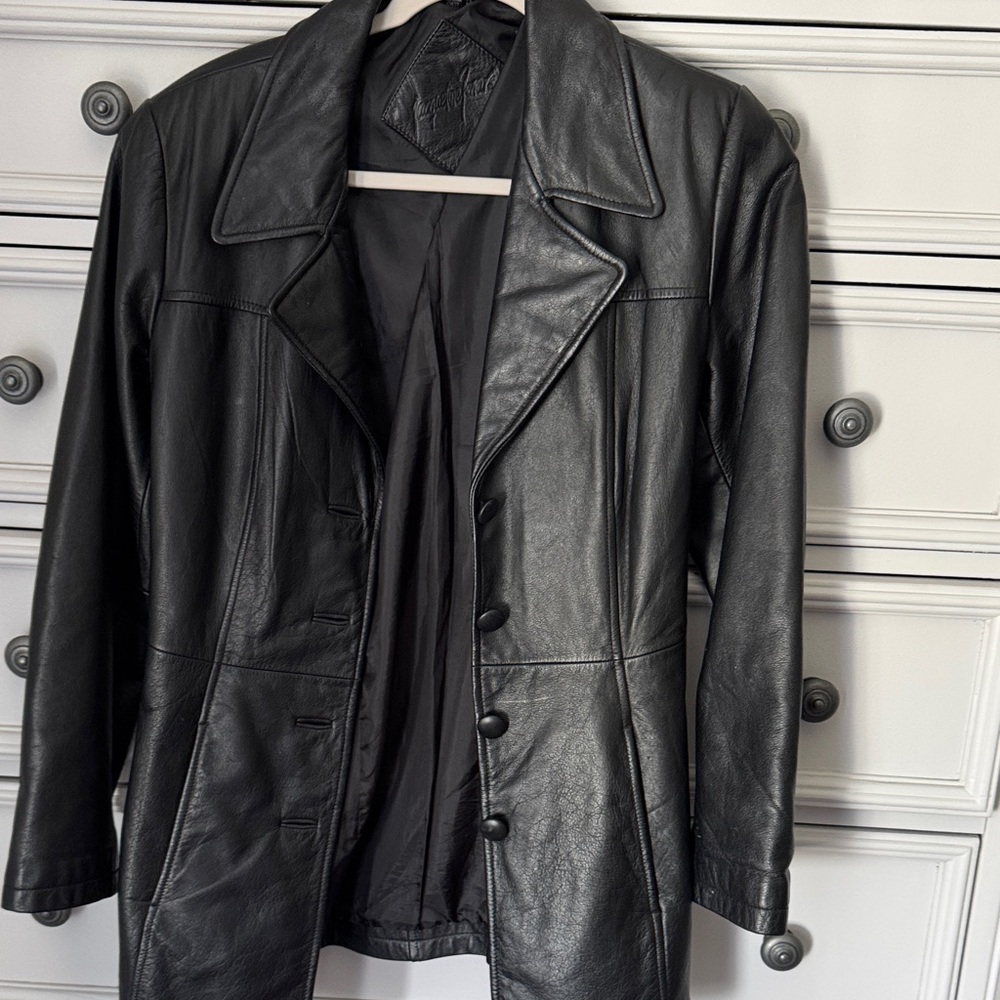 Jacqueline Ferrar Black Leather Coat